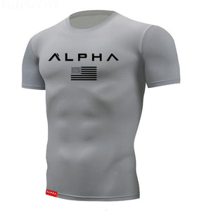 2019 Tight t shirt Mens Short Sleeve Running Shirts Quick Dry Compression  tshirt Fitness Tights Sport Shirt Men Gym Sports Wear