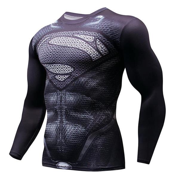 MMA Superman Punisher Running Shirt Men T-shirt Long Sleeve Compression Shirts Gym Tee Shirt Fitness Sport Shirt Men Rashguard