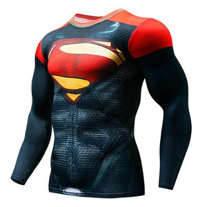 MMA Superman Punisher Running Shirt Men T-shirt Long Sleeve Compression Shirts Gym Tee Shirt Fitness Sport Shirt Men Rashguard