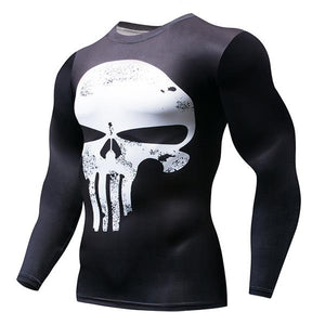 MMA Superman Punisher Running Shirt Men T-shirt Long Sleeve Compression Shirts Gym Tee Shirt Fitness Sport Shirt Men Rashguard