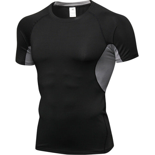 Quality Quick Dry man's T-shirt Crossfit gym male rashguard Sportswear Compression fitness Top Running jersey sport shirt men