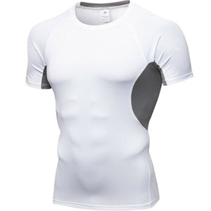 Quality Quick Dry man's T-shirt Crossfit gym male rashguard Sportswear Compression fitness Top Running jersey sport shirt men