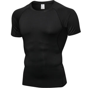 Quality Quick Dry man's T-shirt Crossfit gym male rashguard Sportswear Compression fitness Top Running jersey sport shirt men