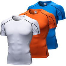 Load image into Gallery viewer, Logo custom Quick Dry T-shirt Crossfit gym  rashguard Sportswear Compression fitness Top Running  jersey sport shirt men