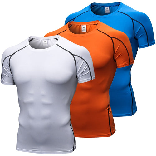 Logo custom Quick Dry T-shirt Crossfit gym  rashguard Sportswear Compression fitness Top Running  jersey sport shirt men