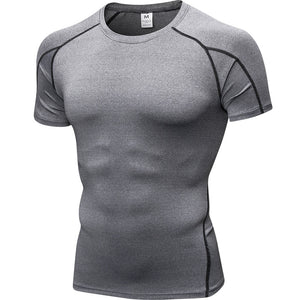 Logo custom Quick Dry T-shirt Crossfit gym  rashguard Sportswear Compression fitness Top Running  jersey sport shirt men