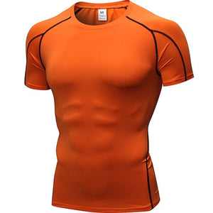 Logo custom Quick Dry T-shirt Crossfit gym  rashguard Sportswear Compression fitness Top Running  jersey sport shirt men