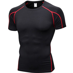 Logo custom Quick Dry T-shirt Crossfit gym  rashguard Sportswear Compression fitness Top Running  jersey sport shirt men