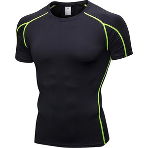 Logo custom Quick Dry T-shirt Crossfit gym  rashguard Sportswear Compression fitness Top Running  jersey sport shirt men