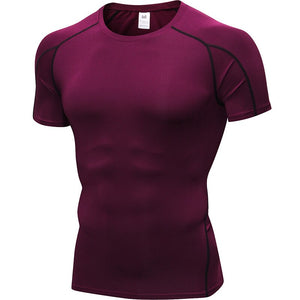 Logo custom Quick Dry T-shirt Crossfit gym  rashguard Sportswear Compression fitness Top Running  jersey sport shirt men