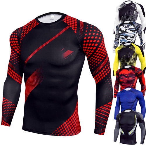 New Men Running Tshirt Gym Sport T-shirt Breathable Long Sleeve Compression Top Clothing Gym t Shirt Men Fitness Tight Rashgard