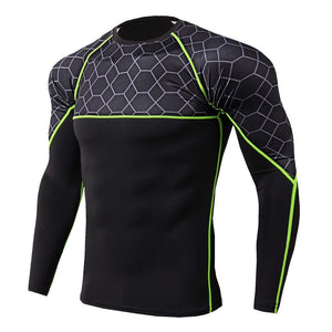 New Men Running Tshirt Gym Sport T-shirt Breathable Long Sleeve Compression Top Clothing Gym t Shirt Men Fitness Tight Rashgard