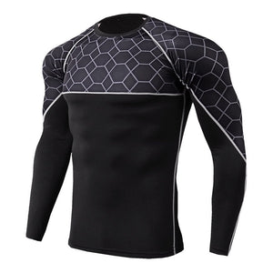 New Men Running Tshirt Gym Sport T-shirt Breathable Long Sleeve Compression Top Clothing Gym t Shirt Men Fitness Tight Rashgard