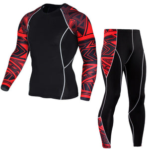 Running Sport Compression Shirts Mens Gym Fitness Long sleeve T-shirt Jogging Training Tight Tee Tops Male Quick dry Sportswear