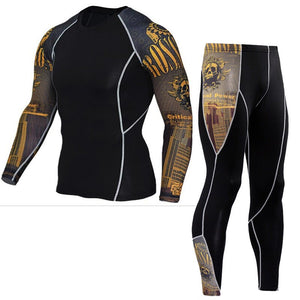 Running Sport Compression Shirts Mens Gym Fitness Long sleeve T-shirt Jogging Training Tight Tee Tops Male Quick dry Sportswear