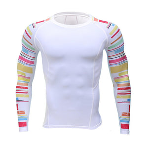 3D Gym Tshirt Compression Running Shirt Men Long Sleeve Sport Top Gym Fitness T Shirt Sportswear Rashguard Jersey MMA