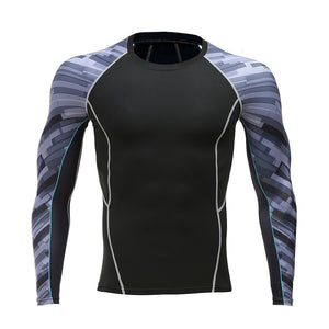 3D Gym Tshirt Compression Running Shirt Men Long Sleeve Sport Top Gym Fitness T Shirt Sportswear Rashguard Jersey MMA