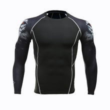 Load image into Gallery viewer, 3D Gym Tshirt Compression Running Shirt Men Long Sleeve Sport Top Gym Fitness T Shirt Sportswear Rashguard Jersey MMA