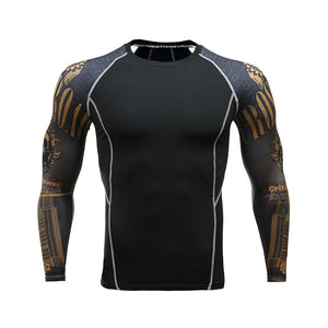 3D Gym Tshirt Compression Running Shirt Men Long Sleeve Sport Top Gym Fitness T Shirt Sportswear Rashguard Jersey MMA